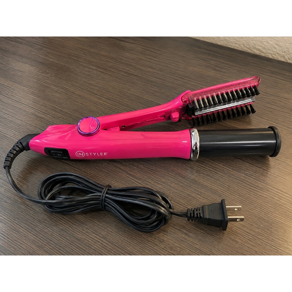 InStyler IS2.1-1001 Pink 1.25" Rotating Hot Iron Hair Straightener Curler 60W